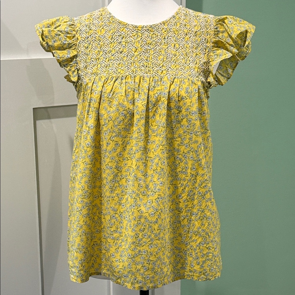 J. Crew Yellow and Blue Floral Blouse. Size XS